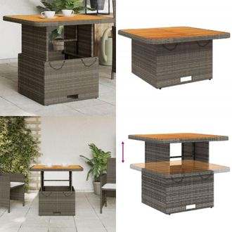 vidaXL Tavolo Giardino Grigio 80x80x71 cm in Polyrattan e Legno Acacia - Tavolo da esterno - Tavolo in rattan