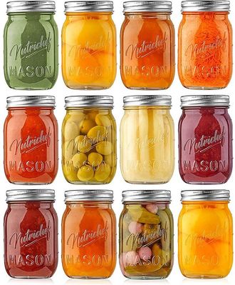 Nutrichef 12Pc Mason Jars Set