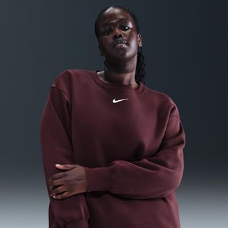 Nike Womens Nike Sportswear Phoenix Fleece Oversized Crew-Neck Sweatshirt (Plus Size) in Pink | FZ4272-675