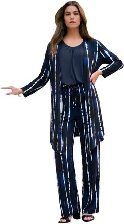 Roaman's Ultra Drape Cardigan in Navy Variegated Tie Dye at Nordstrom, Size 24