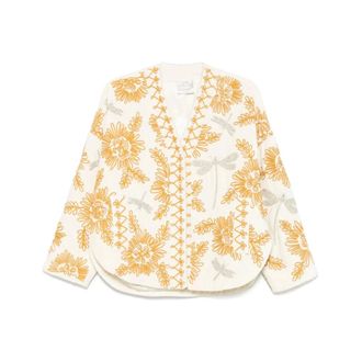 Forte_Forte Blouses, female, Multicolor, Size: XS Beige Embroidered V-Neck Coat