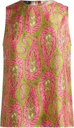 Etro Tops, Dames, Veelkleurig, S, Polyester, Semi-sheer Jacquard Blouse