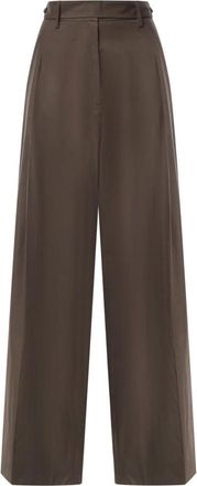Magda Butrym Wijde broek - Dames - Wijde Broeken - Bruin - XS - Katoen - Broeken