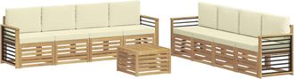 vidaXL Conjunto De Sof&aacute;s De Exterior 9 Uds. Blanco Y Crema Poli&eacute;ster Vidaxl