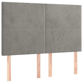 vidaXL Cabecero Con Luces Led Terciopelo Gris Claro 144x5x118/128 Cm Vidaxl