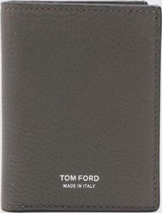 Tom Ford Portacarte bifold T-Line in pelle di vitello a grana con logo