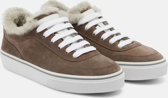 Brunello Cucinelli Monili shearling-trimmed suede sneakers