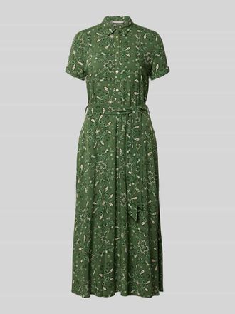 Christian Berg Hemdblusenkleid aus Viskose mit Bindeg&uuml;rtel in Oliv, Gr&ouml;&szlig;e 34