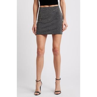 Good American Crystal Stretch Cotton Miniskirt in Black001 at Nordstrom Rack, Size X-Small