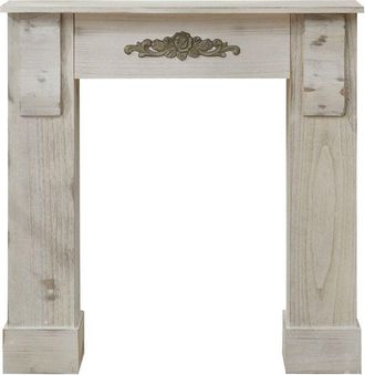 Mobili Rebecca Mobili Rebecca - Rebecca Mobili Chimenea Decorativa Adornos Madera Gris Shabby 98x97x22,5