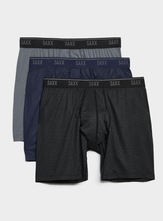 Saxx Mens 6 black/blue/grey micro-dotwork boxer briefs QUEST 3-pack