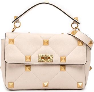 Valentino Pre-owned Handbags, female, White, Size: ONE SIZE Pre-owned Studded Leather Top Handle Bag