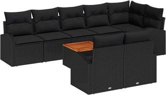 vidaXL Conjunto De Sof&aacute;s De Jard&iacute;n 9 Pcs Negro Rat&aacute;n Sint&eacute;tico Vidaxl