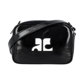 Courr&egrave;ges Reedition Naplack Camera Bag - female - Courr&egrave;ges - Cross Body Bags - Black - ONE SIZE - Bags