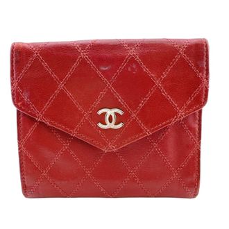 Chanel Red Color Leather Wallet (Bi-Fold) (Pre-Owned)