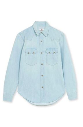 Fortela Denim Stone Wash Shirt in Pale Blue at Nordstrom, Size 46 Eu