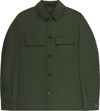 Incotex Dark Green Classic Collar Cotton Jacket