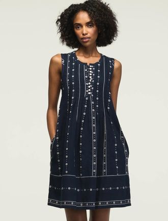 Lucky Brand Womens Pintuck Mini Dress