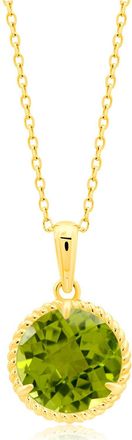 MAX + STONE 14k Yellow or White Gold Roped Halo 8mm Round Gemstone Pendant Necklace