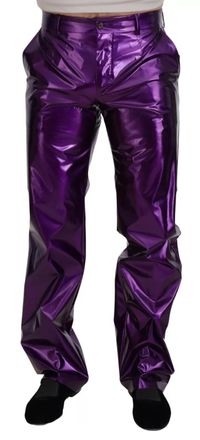 Dolce & Gabbana Purple Metallic Nylon Straight Trouser Mens Pants (Pre-Owned)