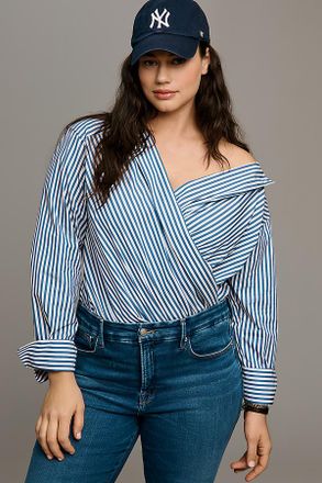 Good American Off-Shoulder Tailored Wrap Top