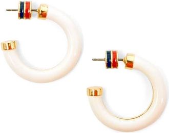 Clare Vivier Le Tube Hoop Earrings in Cream at Nordstrom