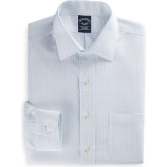 Brooks Brothers Big & Tall Non-Iron Graph Patterned Dress Shirt in Blue Multi at Nordstrom, Size 18.5 - 34