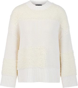 Marc Cain Gebreide trui van wolmix- Made in Germany - Dames - Truien - Wit - Maat: 2XL Wol