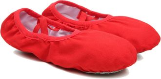 SOLUSTRE Red Soft Sole Ballet Shoes for Women Stretch Belt Ballet Dance Slippers with Anti-Slip Sole Lightweight Breathable Practice Shoes for Yoga Jazz Folk M