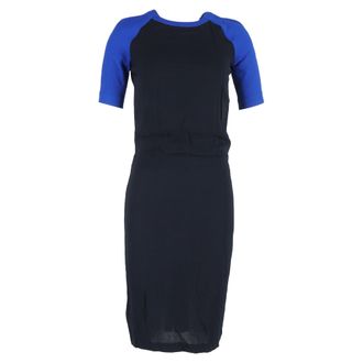A.L.C. A. L.C. Open Back Color-Block Midi Dress in Black and Blue Viscose