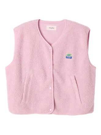 American Vintage Hoktown bodywarmer van imitatielamswol met patch - Roze