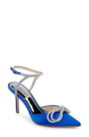 Badgley Mischka Jasmine Pointed Toe Pump in Blue Satin at Nordstrom Rack, Size 7.5
