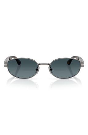 Persol 56mm Polarized Gradient Oval Sunglasses in Gunmetal /Polar Gradient Blue at Nordstrom