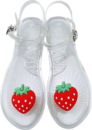 Generic Women Transparent Jelly Sandals Summer Flat Beach Slippers Manufacturer Comfortable Casual Footwear Lightweight Flexible Sole Design (CL2, 6.50)