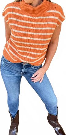 THML Clothing Honeycrisp Striped Sweater In Orange Tan