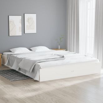 vidaXL Estructura De Cama Sin Colch&oacute;n Madera Maciza Blanco 160x200 Cm Vidaxl