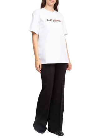Burberry Logo-Embroidered Cotton T-Shirt - White