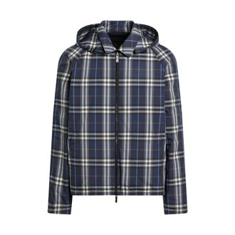 Burberry Light Jackets, male, Blue, Size: 2XL Reversible Check Cotton Jacket