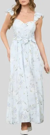Blu Pepper Floral Print Ruffle Maxi Dress in Light Blue Multi at Nordstrom, Size Medium