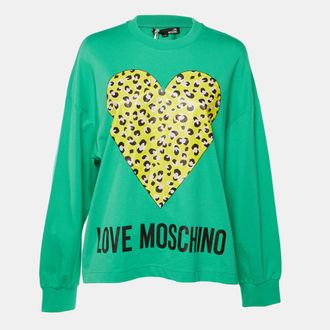 Love Moschino Green Logo Print Oversized Sweatshirt