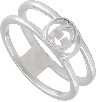 Gucci Ladies Sterling Silver Interlocking G 6mm Ring, Size 16