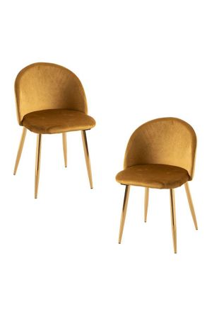 Regalos Miguel Packs Sillas Comedor - Pack 2 Sillas Vint Terciopelo Golden - Amarillo