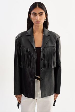 LaMarque Rianne | Leather Fringe Jacket in Black at Nordstrom, Size X-Small