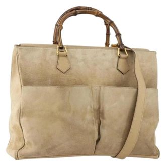 Gucci Pre-owned Vintage Su&egrave;de Handtas - Dames - Vintage Handtas - Beige - ONE Size - Su&egrave;de - Vintage
