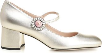 Valentino Garavani Mary Jane In Silver-Plated Nappa Leather