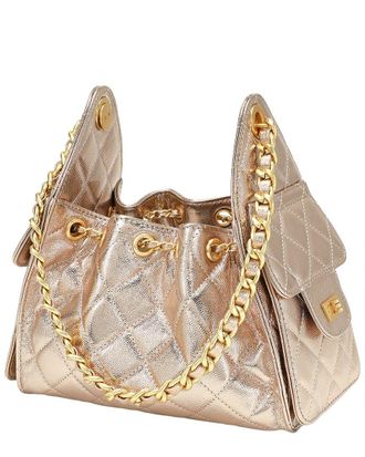 Tiffany & Fred Quilted Metallic Leather Drawstring Shoulder Bag