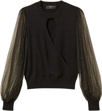 Twinset Trui met ronde hals - Dames - Ronde hals truien - Zwart - L - Truien & Vesten