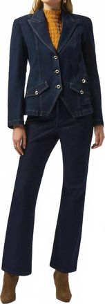 Joseph Ribkoff September Stretch Denim Fitted Blazer With Gold Buttons In Indigo