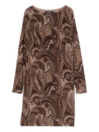 Lauren Ralph Lauren paisley-print mini dress - women - Spandex/Elastane/Polyester/Polyester/Spandex/Elastane - 10 - Brown