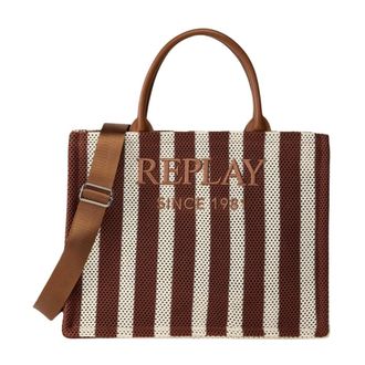 Replay Tote Bags, female, Brown, Size: ONE SIZE Large Tote Bag